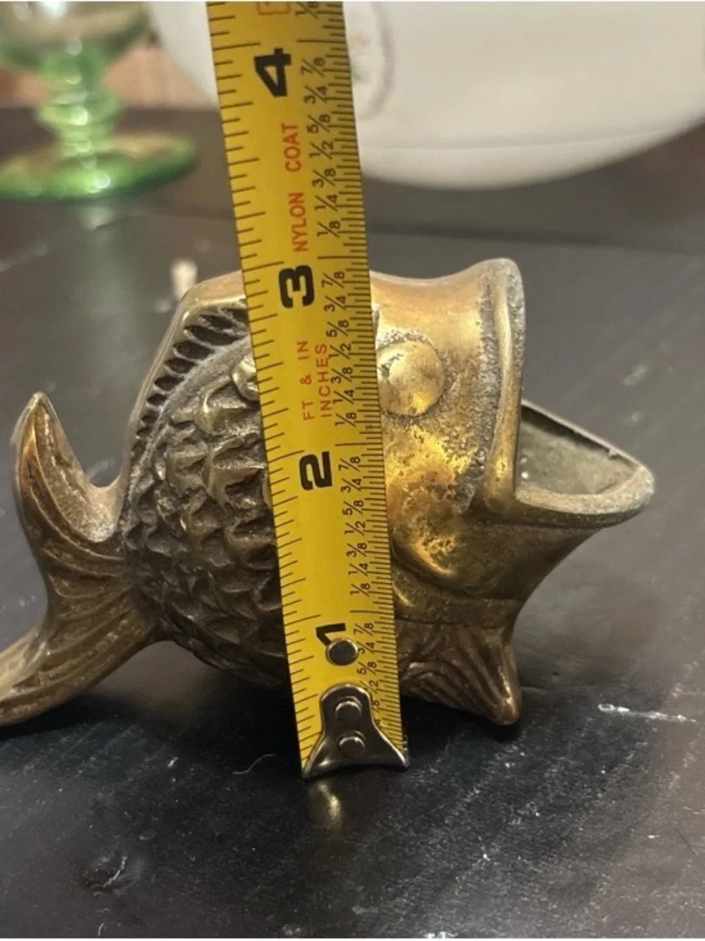 Vintage Brass Koi Fish Vase Sculpture Ashtray